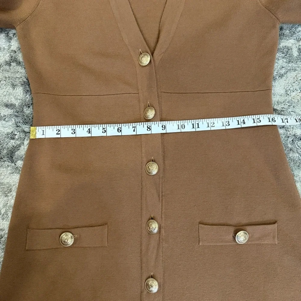 L’AGENCE Breanna Button-Up Sweater Mini Dress V Neck Long Sleeve M - Picture 8 of 8